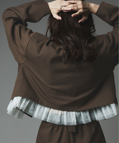 【タグ付き】muguet tulle frill tailored jacket PRANK PROJECT｜ダブルレイヤーチュールジャケット / Bonded
