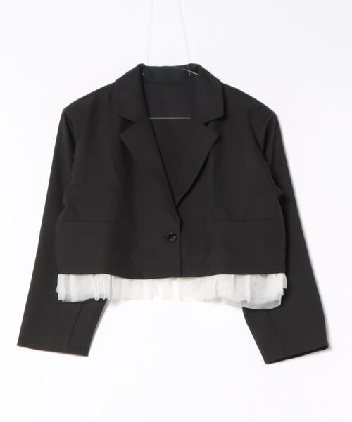 ジャケット・アウター MUGUET tulle frill tailored jacket muguet tulle frill tailored jacket