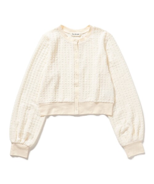 Ray BEAMS（レイビームス）の「レース ジャカード クルーネック カーディガン（Tシャツ/カットソー・レディース・ブラック/オフホワイト・ONE SIZE）」の3枚目の写真