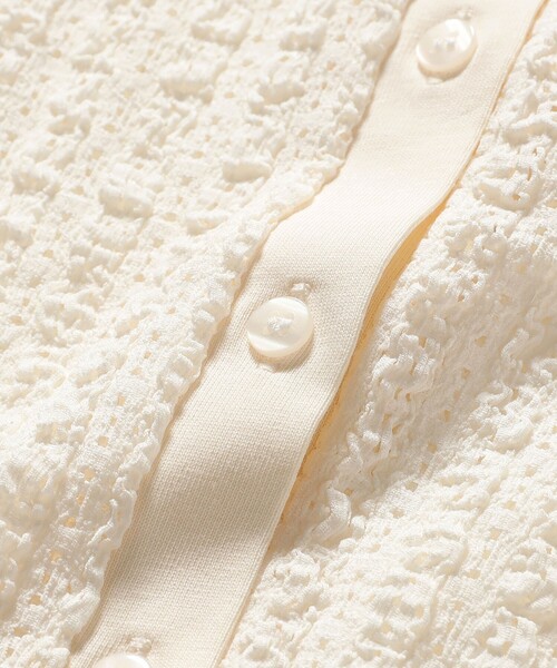 Ray BEAMS（レイビームス）の「レース ジャカード クルーネック カーディガン（Tシャツ/カットソー・レディース・ブラック/オフホワイト・ONE SIZE）」の17枚目の写真