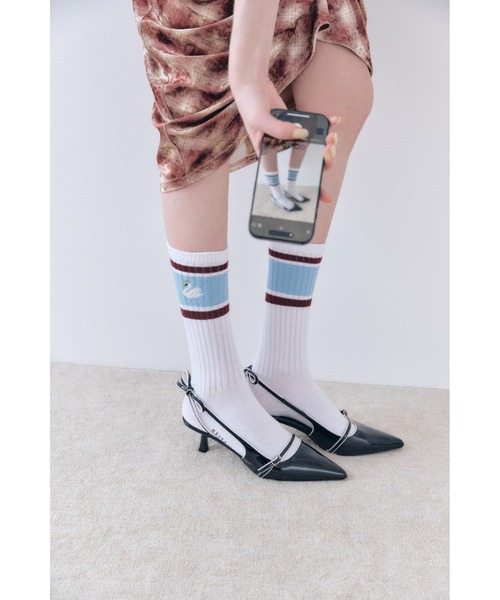 KEITA MARUYAMA（ケイタマルヤマ）の「【LILYBROWN×KEITA MARUYAMA】Motif Embroidery Line ソックス（ソックス/靴下・レディース・ピンク/サックスブルー・FREE）」の4枚目の写真