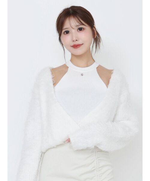 EATME(イートミー)の「カシュクールドッキングニットTOP(ニット/セーター・レディース・ブラウン/オフホワイト/ブラック・FREE)」の3枚目の写真