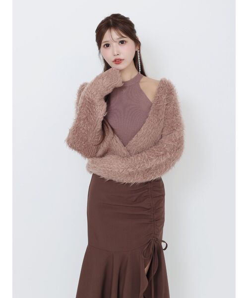 EATME(イートミー)の「カシュクールドッキングニットTOP(ニット/セーター・レディース・ブラウン/オフホワイト/ブラック・FREE)」の6枚目の写真