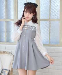 【最安値】ROJITA 花柄半袖ミニワンピース ブルー ロジータ ROJITA 花柄半袖ミニワンピース （ブルー