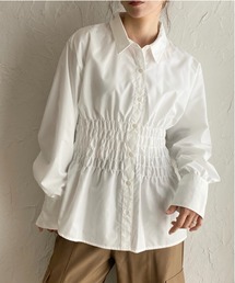 She's Closet（シーズクローゼット）の「ビスチェ風長袖ブロードシャーリングシャツブラウス（シャツ/ブラウス・レディース）」