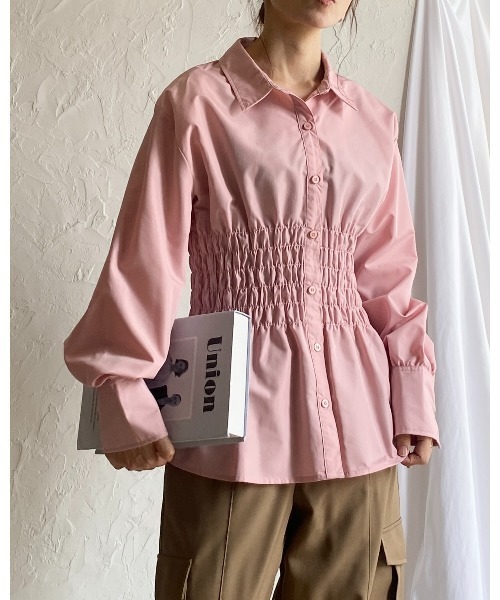 She's Closet(シーズクローゼット)の「ビスチェ風長袖ブロードシャーリングシャツブラウス(シャツ/ブラウス・レディース・ホワイト/ブルー/ブラック/ピンク・FREE)」の8枚目の写真