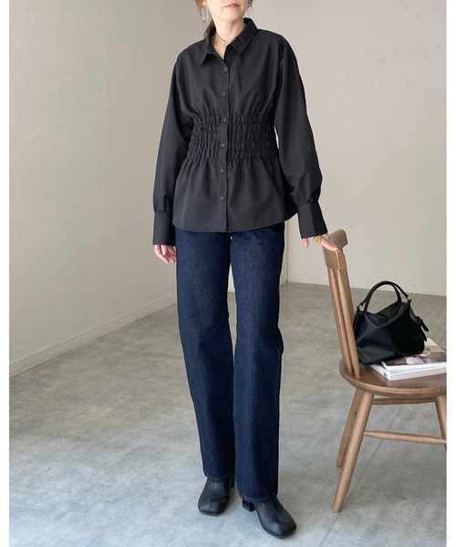 She's Closet(シーズクローゼット)の「ビスチェ風長袖ブロードシャーリングシャツブラウス(シャツ/ブラウス・レディース・ホワイト/ブルー/ブラック/ピンク・FREE)」の11枚目の写真