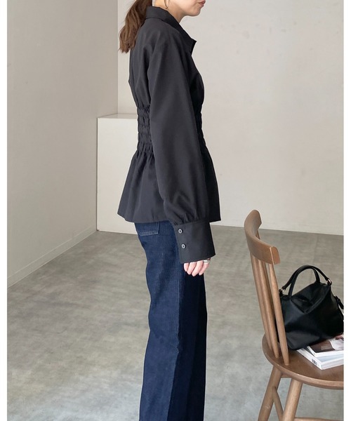 She's Closet(シーズクローゼット)の「ビスチェ風長袖ブロードシャーリングシャツブラウス(シャツ/ブラウス・レディース・ホワイト/ブルー/ブラック/ピンク・FREE)」の13枚目の写真