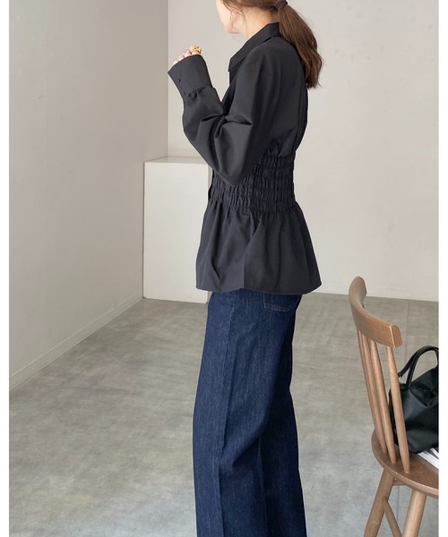 She's Closet(シーズクローゼット)の「ビスチェ風長袖ブロードシャーリングシャツブラウス(シャツ/ブラウス・レディース・ホワイト/ブルー/ブラック/ピンク・FREE)」の15枚目の写真