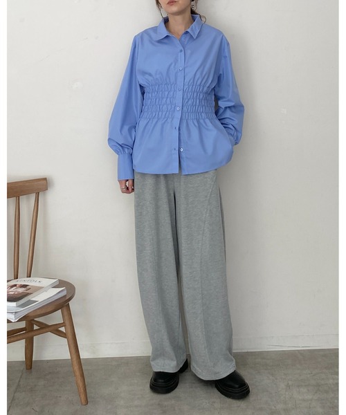 She's Closet(シーズクローゼット)の「ビスチェ風長袖ブロードシャーリングシャツブラウス(シャツ/ブラウス・レディース・ホワイト/ブルー/ブラック/ピンク・FREE)」の16枚目の写真