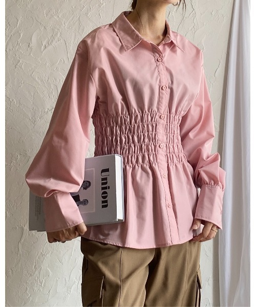 She's Closet(シーズクローゼット)の「ビスチェ風長袖ブロードシャーリングシャツブラウス(シャツ/ブラウス・レディース・ホワイト/ブルー/ブラック/ピンク・FREE)」の20枚目の写真
