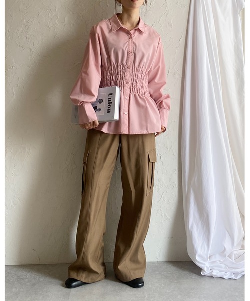 She's Closet(シーズクローゼット)の「ビスチェ風長袖ブロードシャーリングシャツブラウス(シャツ/ブラウス・レディース・ホワイト/ブルー/ブラック/ピンク・FREE)」の21枚目の写真