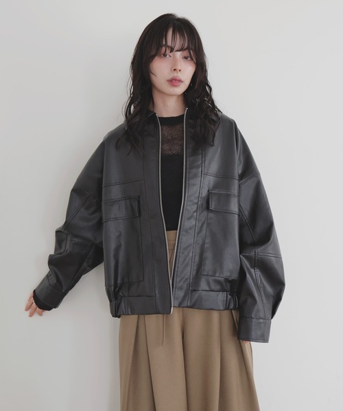 フェイクレザーミドルブルゾン（ブルゾン）｜LIAN（リアン）の
