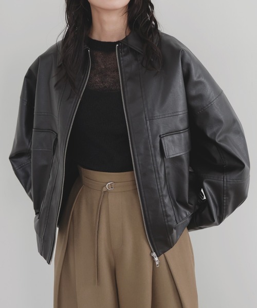 LIAN（リアン）の「フェイクレザーミドルブルゾン（ブルゾン・レディース・ホワイト系その他/ブラック/ブラウン・FREE）」の9枚目の写真