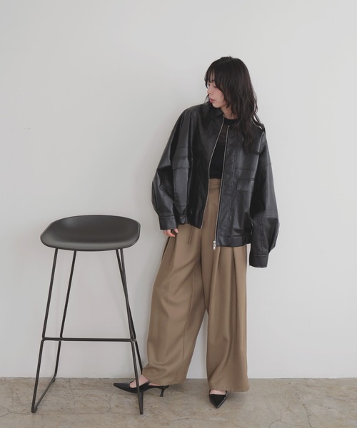 LIAN（リアン）の「フェイクレザーミドルブルゾン（ブルゾン・レディース・ホワイト系その他/ブラック/ブラウン・FREE）」の10枚目の写真