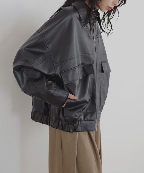 LIAN（リアン）の「フェイクレザーミドルブルゾン（ブルゾン・レディース・ホワイト系その他/ブラック/ブラウン・FREE）」の12枚目の写真