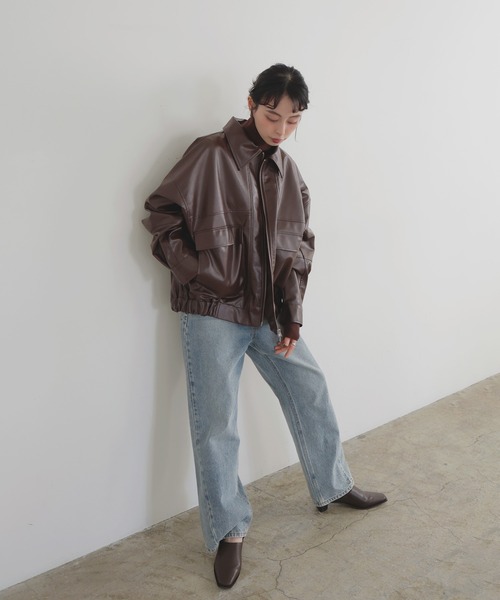 フェイクレザーミドルブルゾン（ブルゾン）｜LIAN（リアン）の