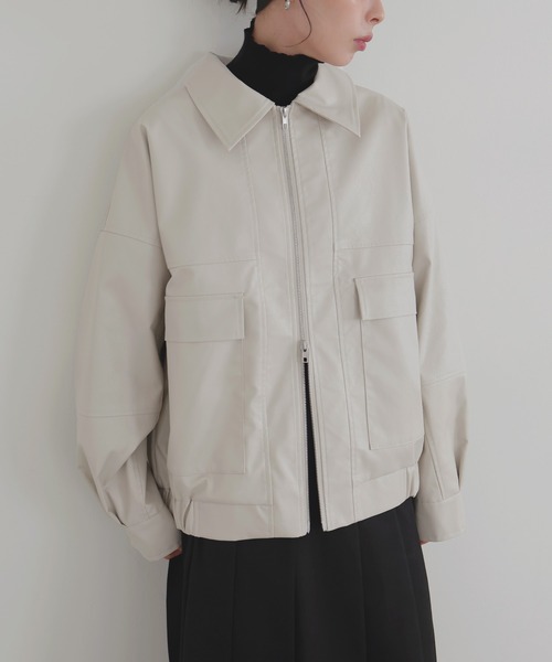 フェイクレザーミドルブルゾン（ブルゾン）｜LIAN（リアン）の