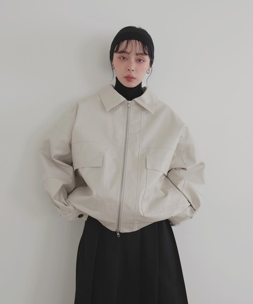 LIAN（リアン）の「フェイクレザーミドルブルゾン（ブルゾン・レディース・ホワイト系その他/ブラック/ブラウン・FREE）」の22枚目の写真
