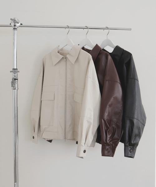 フェイクレザーミドルブルゾン（ブルゾン）｜LIAN（リアン）の