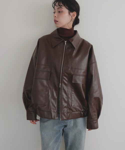 LIAN（リアン）の「フェイクレザーミドルブルゾン（ブルゾン・レディース・ホワイト系その他/ブラック/ブラウン・FREE）」の15枚目の写真