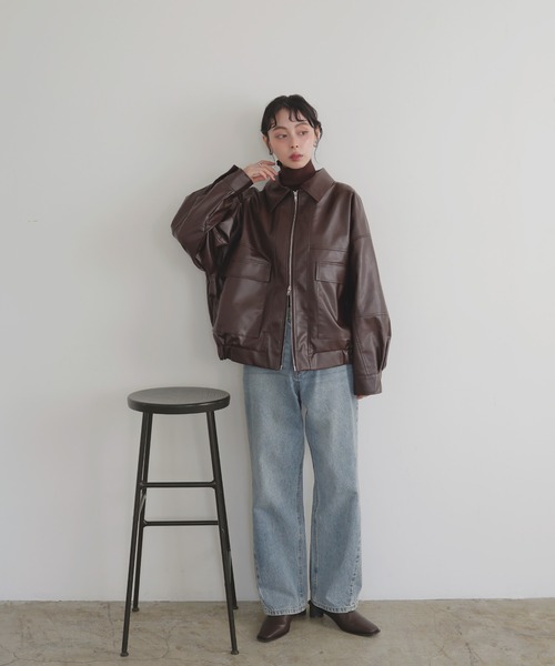 フェイクレザーミドルブルゾン（ブルゾン）｜LIAN（リアン）の