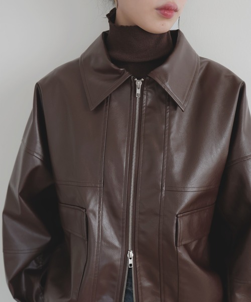 フェイクレザーミドルブルゾン（ブルゾン）｜LIAN（リアン）の