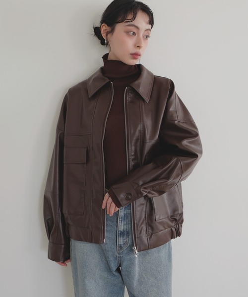 フェイクレザーミドルブルゾン（ブルゾン）｜LIAN（リアン）の