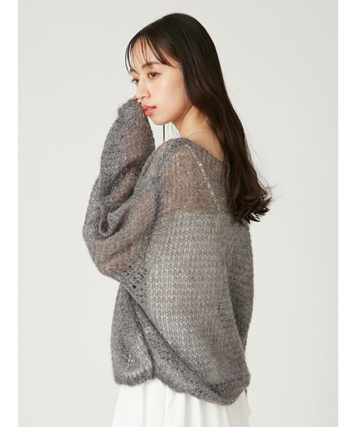 FRAY I.D（フレイアイディー）の「シアーモヘヤニットプルオーバー（ニット/セーター・レディース・ホワイト/ピンク/グレー・F）」の6枚目の写真