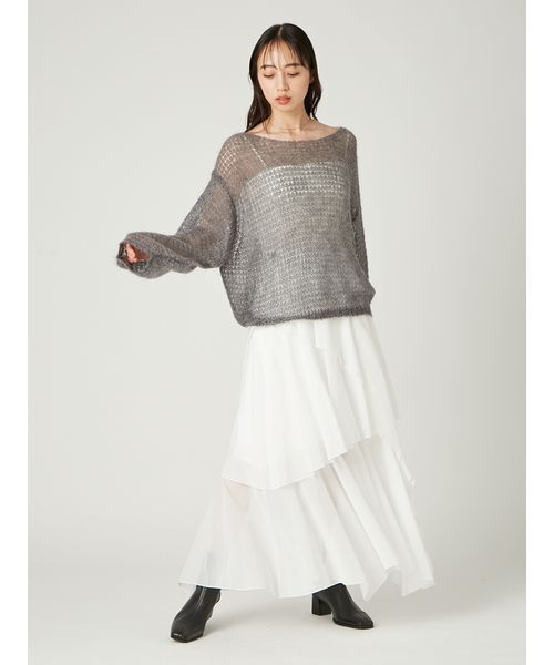 FRAY I.D（フレイアイディー）の「シアーモヘヤニットプルオーバー（ニット/セーター・レディース・ホワイト/ピンク/グレー・F）」の12枚目の写真