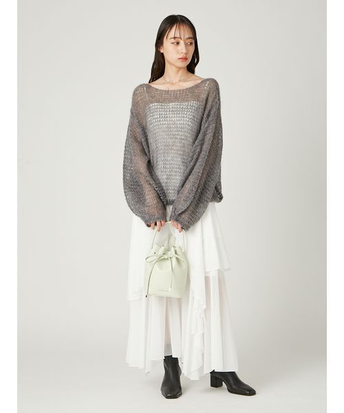 FRAY I.D（フレイアイディー）の「シアーモヘヤニットプルオーバー（ニット/セーター・レディース・ホワイト/ピンク/グレー・F）」の14枚目の写真