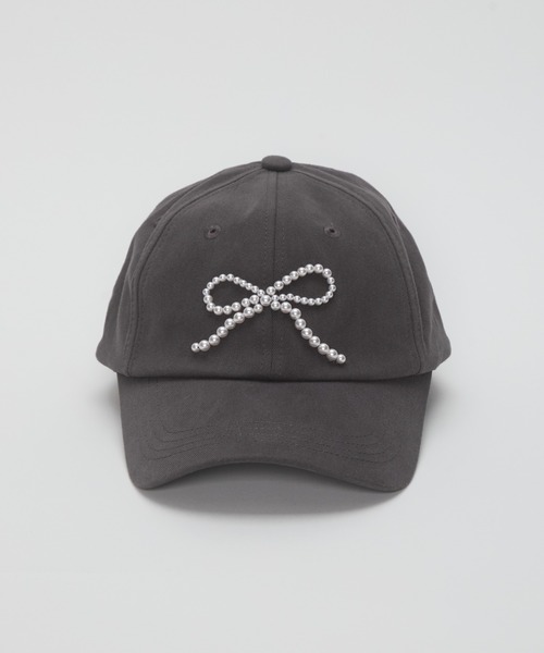 TITTY&CO.(ティティーアンドコー)の「パールリボンキャップ(キャップ・レディース・ブラック/グレー/ピンク・FREE)」の3枚目の写真