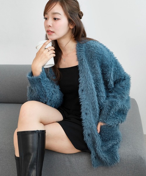 BROWNY（ブラウニー）の「BROWNY/フェザーニットカーディガン（カーディガン/ボレロ・メンズ・ブルー/グレー/ブラック/ワイン/ホワイト/イエロー・LARGE/MEDIUM/SMALL）」の4枚目の写真