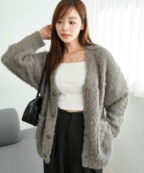 セール】BROWNY/【25年秋冬新作】フェザーニットカーディガン