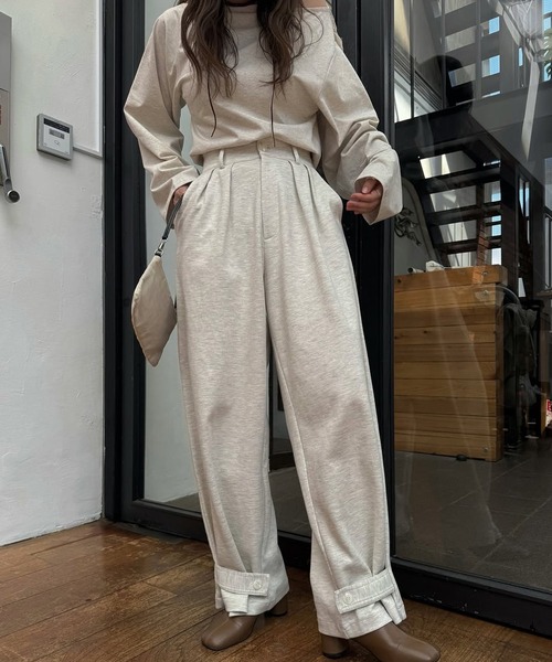 WILLFULLY（ウィルフリー）の「hem button side tuck tapered PT（その他パンツ・レディース・ブラック/グレー/オートミール・FREE）」の5枚目の写真