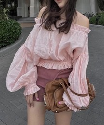 YUGA_YGMC Off-the-shoulder volume sleeve blouse