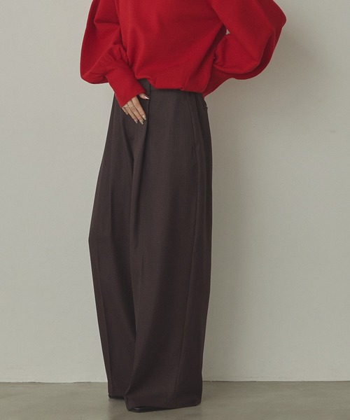 hunch（ハンチ）の「ウールライク チェック柄 ストレートパンツ（その他パンツ・レディース・カーキ系/グレー系その他/ブラウン系その他/ブラック系その他・FREE）」の5枚目の写真
