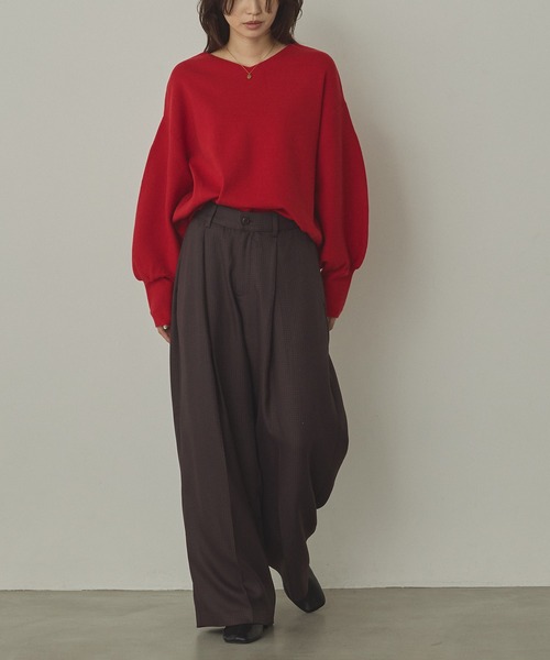 hunch（ハンチ）の「ウールライク チェック柄 ストレートパンツ（その他パンツ・レディース・カーキ系/グレー系その他/ブラウン系その他/ブラック系その他・FREE）」の7枚目の写真