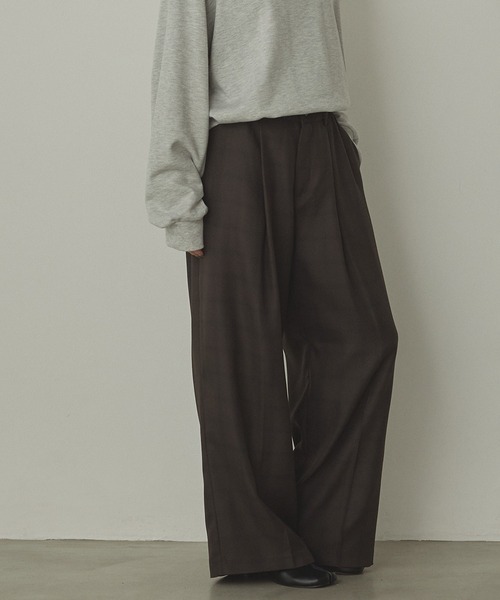 hunch（ハンチ）の「ウールライク チェック柄 ストレートパンツ（その他パンツ・レディース・カーキ系/グレー系その他/ブラウン系その他/ブラック系その他・FREE）」の10枚目の写真