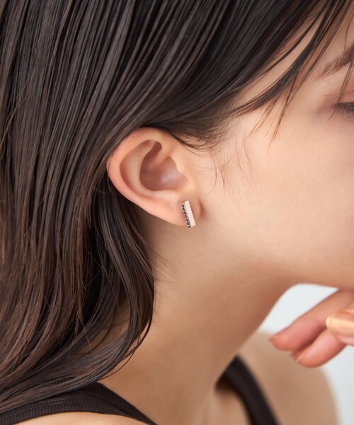 カラーリスト] ビジュー リバーシブル ピアス ミストピンク（ピアス