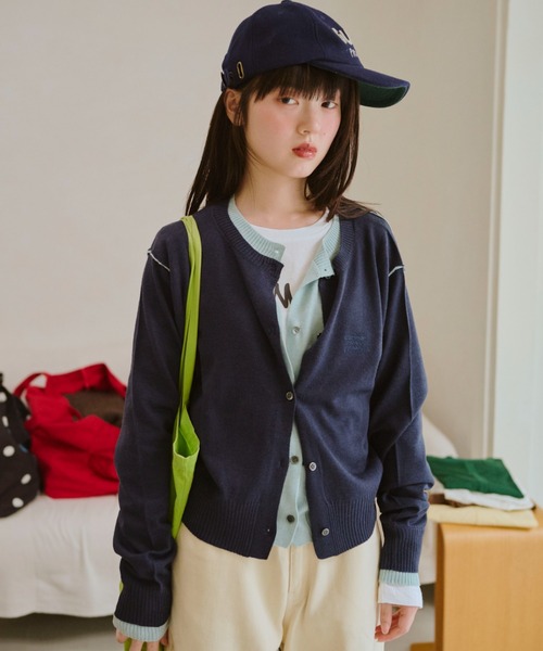 common gull products.（コモンガルプロダクツ）の「2つで1つのカーディガン秋（カーディガン/ボレロ・レディース・ミント/ネイビー/ブラウン系/レッド系・SMALL/MEDIUM/LARGE）」の3枚目の写真