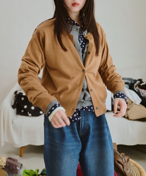 common gull products.（コモンガルプロダクツ）の「2つで1つのカーディガン秋（カーディガン/ボレロ・レディース・ミント/ネイビー/ブラウン系/レッド系・SMALL/MEDIUM/LARGE）」の22枚目の写真