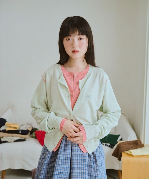 common gull products.（コモンガルプロダクツ）の「2つで1つのカーディガン秋（カーディガン/ボレロ・レディース・ミント/ネイビー/ブラウン系/レッド系・SMALL/MEDIUM/LARGE）」の9枚目の写真