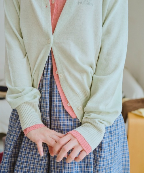 common gull products.（コモンガルプロダクツ）の「2つで1つのカーディガン秋（カーディガン/ボレロ・レディース・ミント/ネイビー/ブラウン系/レッド系・SMALL/MEDIUM/LARGE）」の16枚目の写真