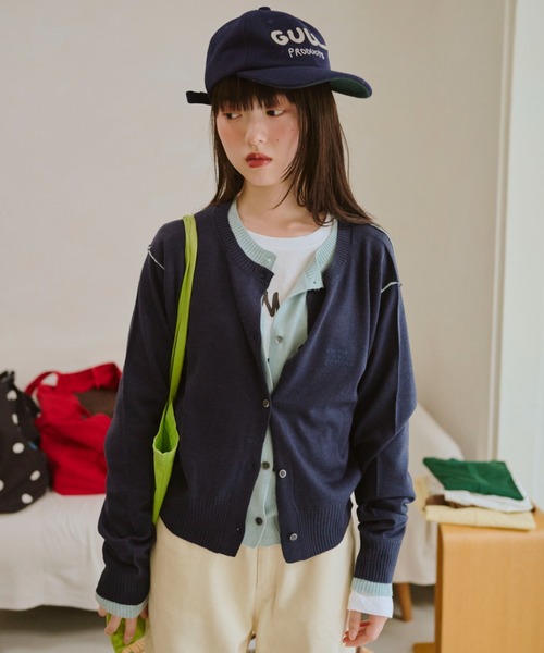 common gull products.（コモンガルプロダクツ）の「2つで1つのカーディガン秋（カーディガン/ボレロ・レディース・ミント/ネイビー/ブラウン系/レッド系・SMALL/MEDIUM/LARGE）」の20枚目の写真