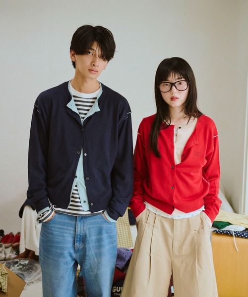 common gull products.（コモンガルプロダクツ）の「2つで1つのカーディガン秋（カーディガン/ボレロ・レディース・ミント/ネイビー/ブラウン系/レッド系・SMALL/MEDIUM/LARGE）」の10枚目の写真