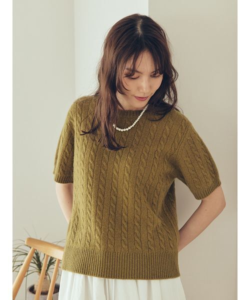 Mila Owen(ミラオーウェン)の「【セットアップ対応】カシミヤタッチケーブルニットプルオーバー(ニット/セーター・レディース・キャメル/マルチ/オリーブ・1/0)」の16枚目の写真