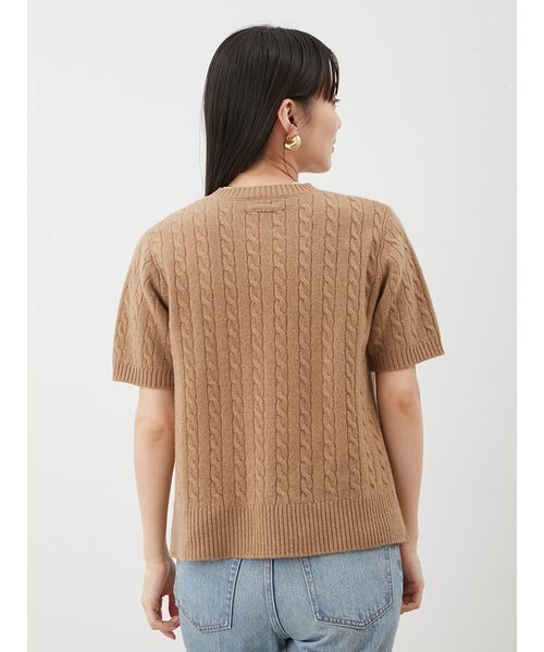 モガ　カシミヤウール　ケーブル編みニットプルオーバー　オフ白　2 M相当 セットアップ対応】カシミヤタッチケーブルニットプルオーバー（ニット