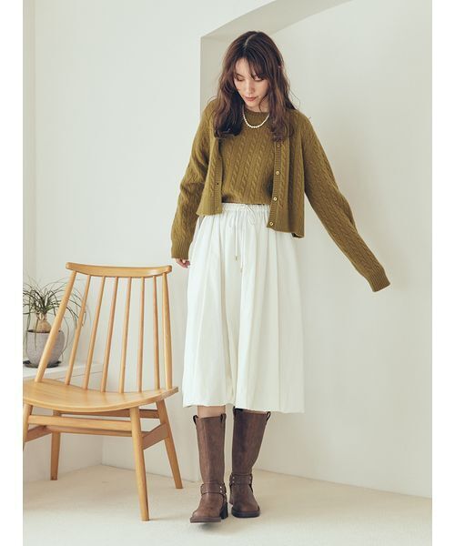 Mila Owen(ミラオーウェン)の「【セットアップ対応】カシミヤタッチケーブルニットプルオーバー(ニット/セーター・レディース・キャメル/マルチ/オリーブ・1/0)」の12枚目の写真