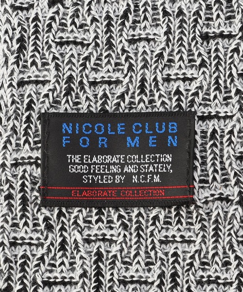 NICOLE CLUB FOR MEN（ニコルクラブフォーメン）の「編地切替 プレーティングマフラー（マフラー・メンズ・ブラック系/ホワイト系2/ホワイト系1・FREE）」の7枚目の写真